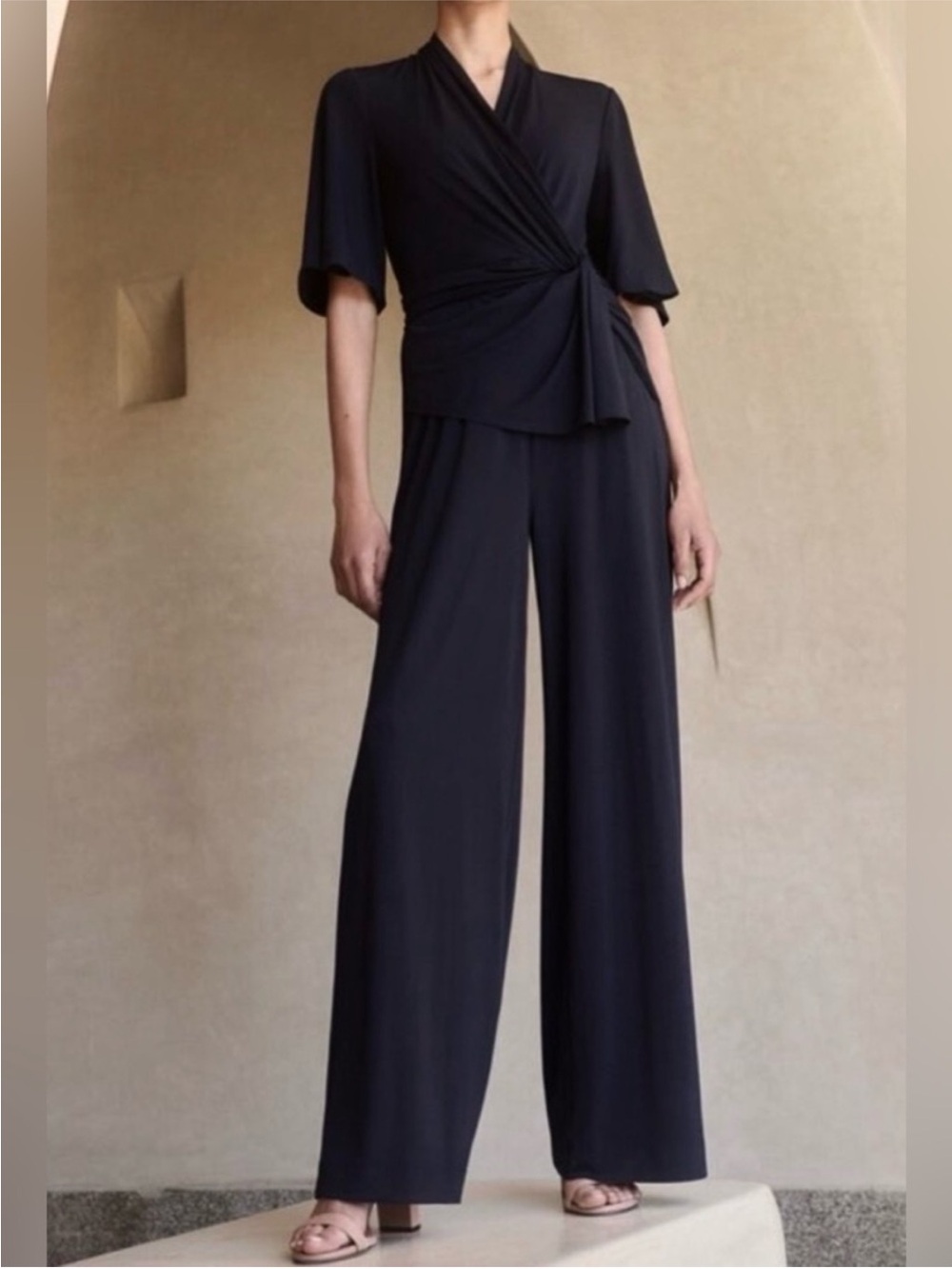 The Fold Sutri Wide Leg Jumpsuit Navy Blue Size 10